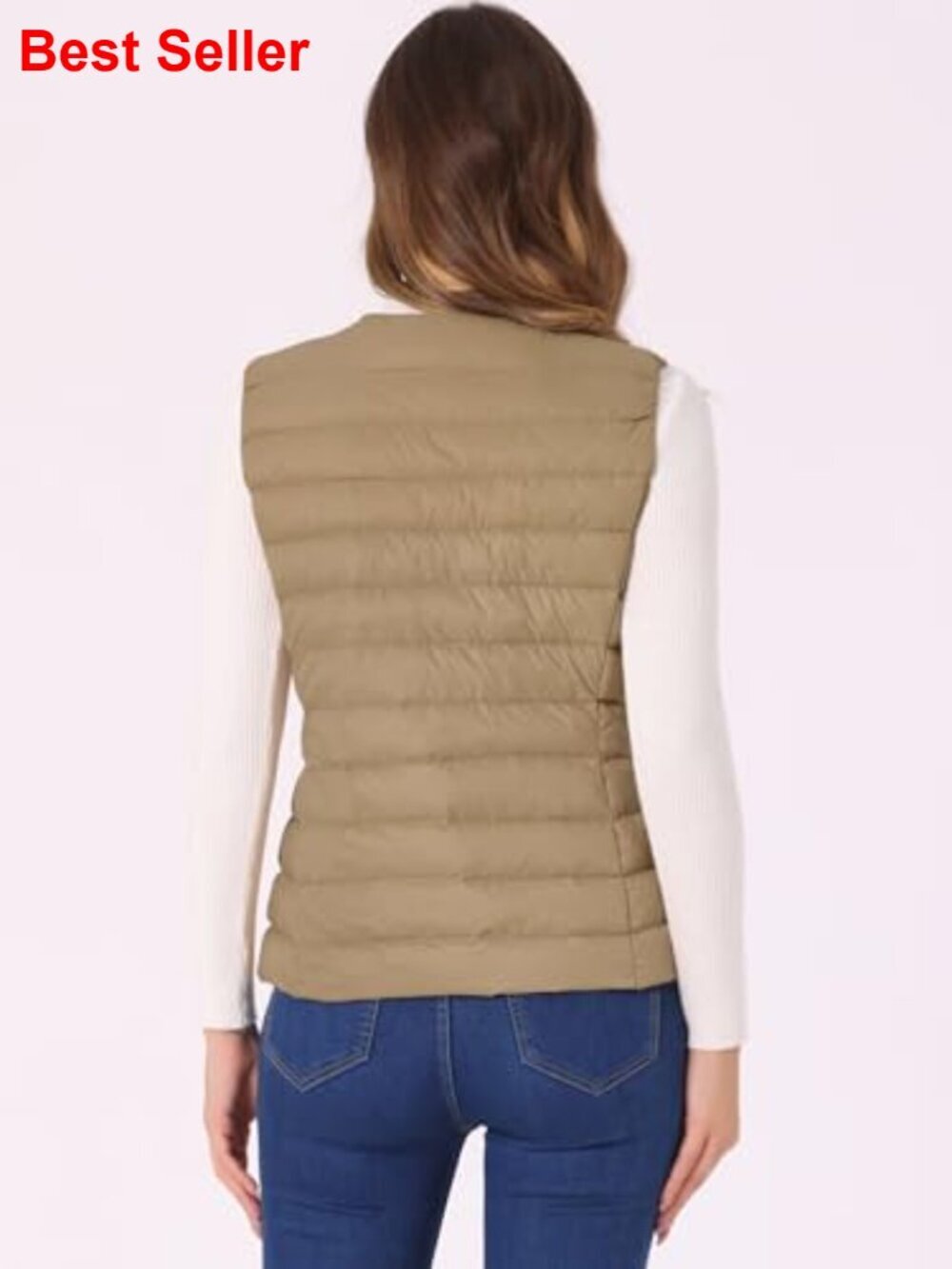 Lightweight Quilted Puffer Vest Sleeveless Button Up Nylon - Picture 4 of 5